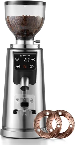 Miniatura 10 de MOKKOM Molinillo de café profesional de rebabas planas de 64mm con 100 ajustes de molienda, cuerpo de acero inoxidable totalmente metálico