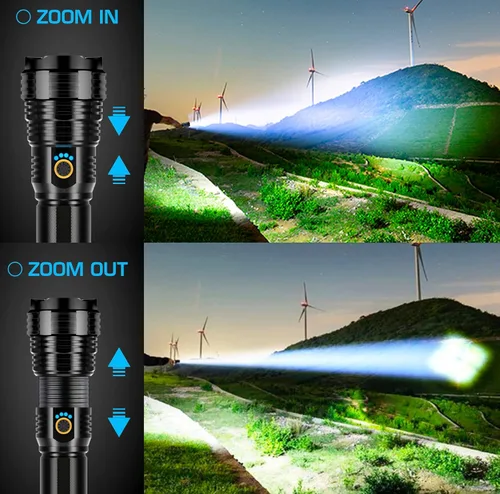 Miniatura 3 de Sinvimes Linternas recargables de alto lúmenes, 12000LLED potente luz de flash súper brillante, 5 modos de zoom tácticas linternas de alta potencia