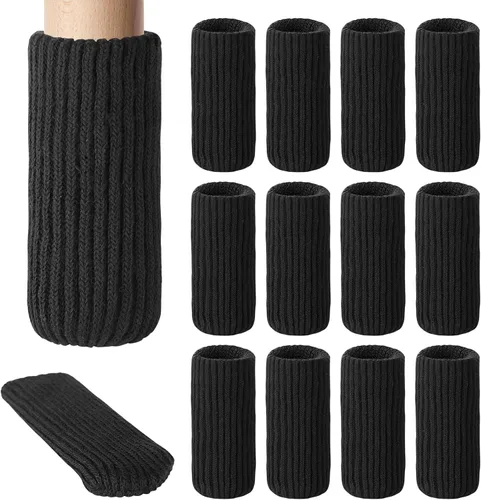Miniatura 9 de 8 PCs Calcetines para Patas de Muebles - Calcetines Negros de Alta Elasticidad para Muebles, Protectores de Piso de Patas de Silla Tejidos, Juego