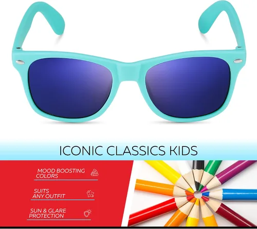 Miniatura 64 de Retro Rewind Lentes de sol para niños y niñas de 3 a 12 años, inastillables, UV400, lentes de sol para niños pequeños