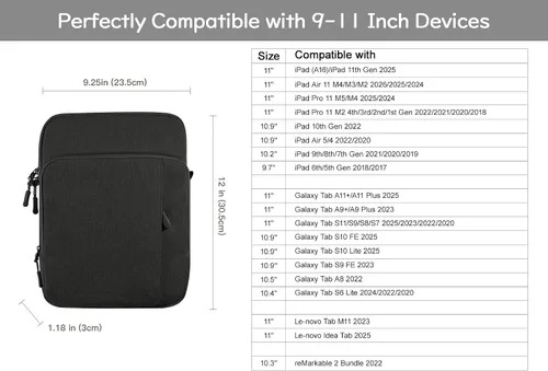Miniatura 2 de Dadanism Funda protectora para tablet de 9-11 pulgadas para iPad (A16) de 11 pulgadas, iPad de 10.9 pulgadas, iPad 9/8/7ª generación de 10.2