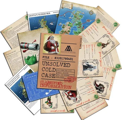 Masters of Mystery Unsolved Christmas Cold Case File Game – ¿Dónde está Santa? – Juego de investigación criminal de detective navideño para adultos