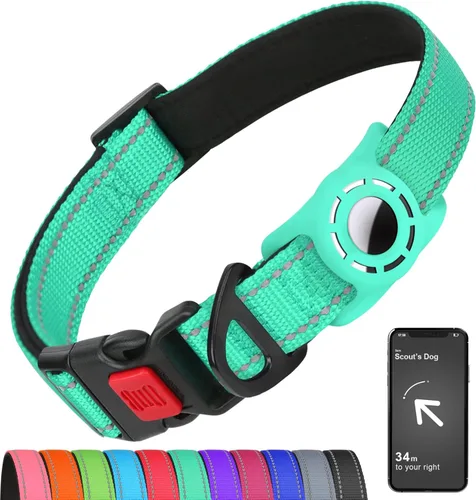 Miniatura 14 de AirTag - Collar de perro con soporte AirTag compatible con AirTag, acolchado suave reflectante, hebilla de bloqueo de seguridad, nailon ajustable