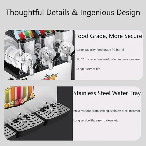 Miniatura 6 de Máquina de margarita, 12L X 2 tanques de granizado Máquina comercial Slushy modos de jugo, fabricante de bebidas frías para restaurante, bar, fiesta