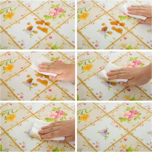 Miniatura 6 de Pioggia Mantel redondo de vinilo con reverso de franela, impermeable, a prueba de aceite, mantel de plástico lavable a prueba de derrames