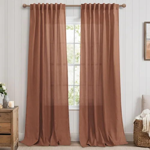 Miniatura 60 de Cortinas de lino azul claro de 90 pulgadas de largo para sala de estar, dormitorio de niñas, guardería, decoración acogedora de verano, bolsillo