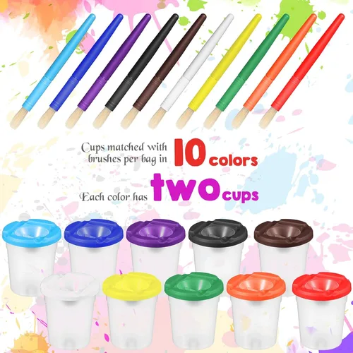 Miniatura 2 de Marspark 40 vasos de pintura antiderrames con tapas para niños, suministros de arte para niños, recipientes de pintura acrílica lavables