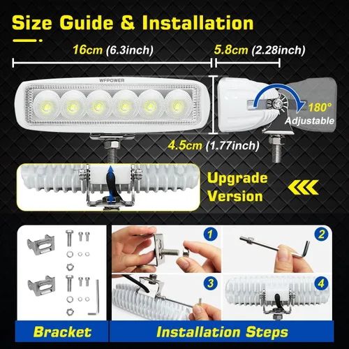 Miniatura 6 de WFPOWER Paquete de 2 luces LED marinas impermeables, 6 pulgadas, luz de inundación para lancha, accesorios de barco, pontón, pesca, camión, SUV