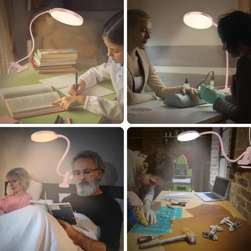 Miniatura 8 de iFalarila Luz de lectura con control remoto, lámpara de escritorio LED con clip [temporizador de 1 hora y luz nocturna] RA>95 regulable cuello