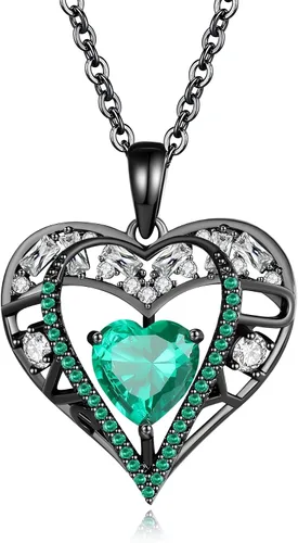 Miniatura 67 de Collar de cristal de 5 corazones, chapado en oro rosa de 18 quilates, colgante con cadena de plata de ley 925 de 18 + 2 pulgadas, joyería de piedra