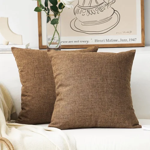 Miniatura 21 de Home Brilliant - Juego de 2 fundas de almohada Euro Sham de 26 x 26 pulgadas / 66 x 66 cm., de lino suave con forro decorativo de Navidad, fundas