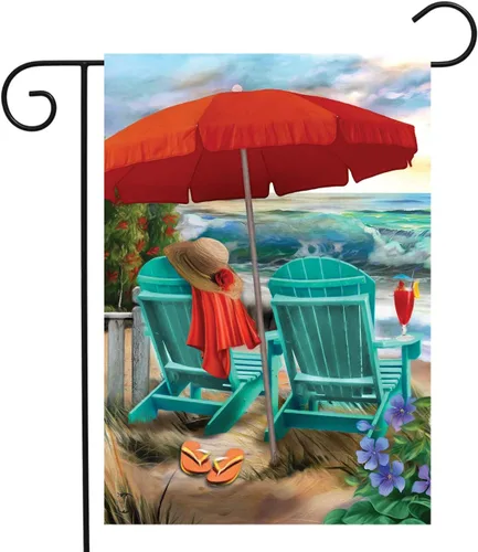 Beach Life - Bandera náutica de jardín de verano, sillas Adirondack de 12.5 x 18 pulgadas