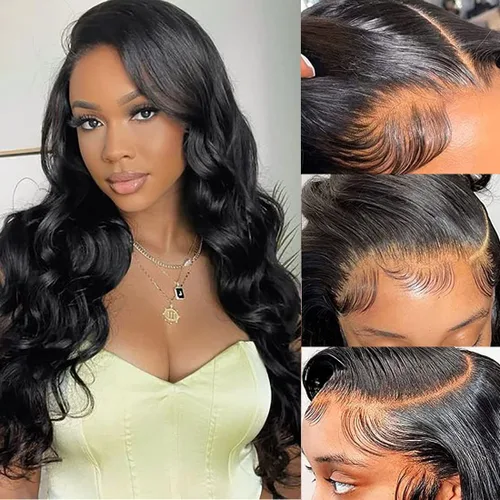 Miniatura 6 de Pelucas de cabello humano ondulado con encaje frontal de 13 x 4 para mujeres negras, sin pegamento, 22 pulgadas