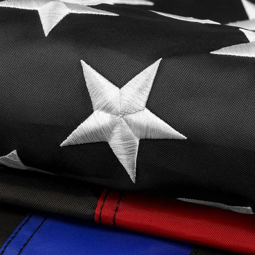DANF - Bandera fina de línea azul y roja de 3 x 5 pies, hecha de nailon, estrellas bordadas, rayas cosidas, protección UV, color negro, azul y rojo,