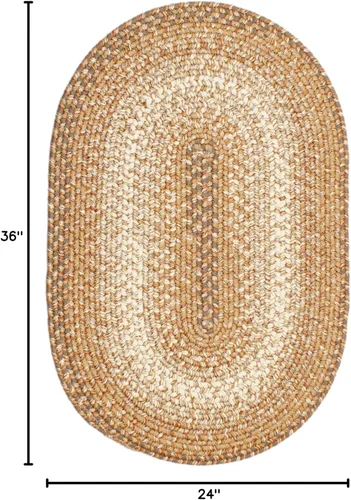 Miniatura 2 de Super Area Rugs - Alfombras trenzadas 2X3 para granja y cocina - Alfombra Ridgewood trenzada para sala de estar - Reversible - Para Taupetone / Beige
