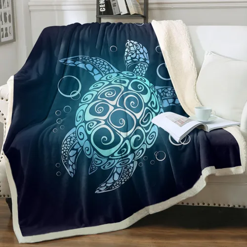 Miniatura 18 de Sleepwish - Manta de vellón de tortuga para niños, niñas y niños, de felpa suave, color teja y turquesa, sherpa, para sofá o silla, tamaño bebé
