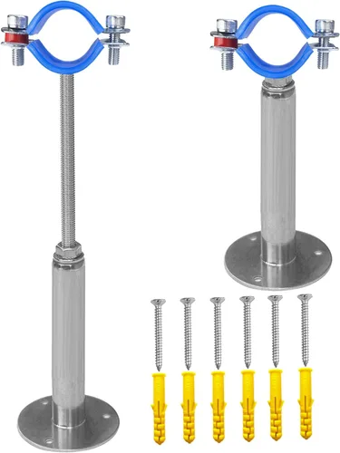Miniatura 11 de Soportes de tubería de montaje en techo para montaje en pared, abrazaderas de tubo ajustables, perchas, acero inoxidable 304, 2 piezas adecuadas
