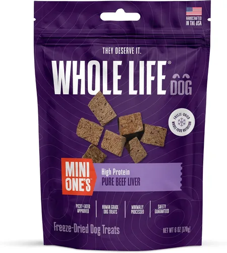 Whole Life Dog Mini Ones - Golosinas liofilizadas para perros, alimentos liofilizados de grado humano, alimentos ricos en proteínas, aperitivos de