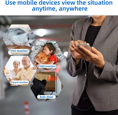 Miniatura 7 de Cámara cargador de teléfono, cámara de carga inalámbrica, gran angular de 110°, WiFi de 2.4G/aplicación gratuita control remoto, detección