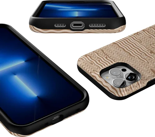 Miniatura 3 de Casely Funda para iPhone 13 Pro Max Ondulación moca Ondas marrones Compatible con MagSafe Diseño protector audaz