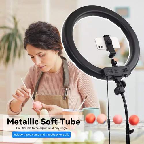 Miniatura 4 de Anillo de luz de 18 pulgadas, 55 W regulable 5500K luz con 240 LED filtro de color, tubo suave y bolsa de transporte para YouTube, TikTok, selfies