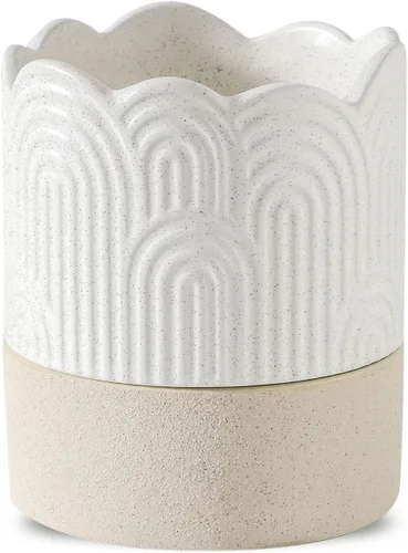 Miniatura 15 de Nihow Maceta de riego automático: maceta de cerámica de 6 pulgadas con orificio de drenaje y almacenamiento de agua, maceta de riego automático