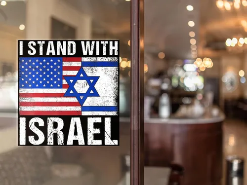 Miniatura 3 de Adhesivo con la bandera de Israel I Stand with Israel Flag Sticker Support Israel Sticker Interior Nuestro Uso Exterior AWPS145