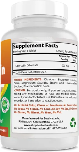 Miniatura 5 de Best Naturals Quercetina 1000 mg Tableta - Salud Inmune - 60