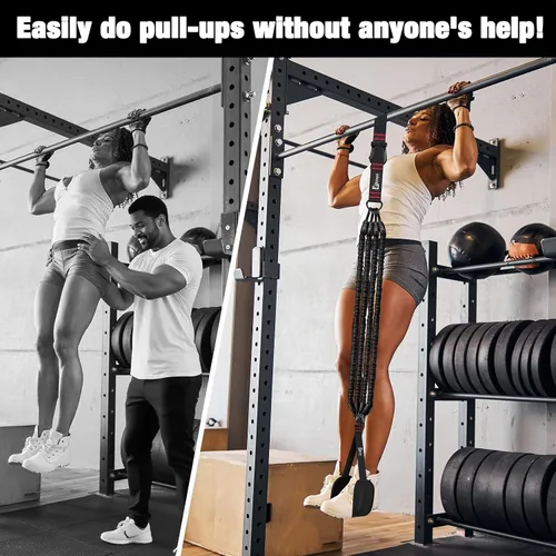 Miniatura 9 de Pull Up Assistance Bands Set, 300 lbs Max Heavy Duty Resistance Bands with Adjustable Strap, Non-Slip Handle & Door Anchor, Full Body Strength Negro