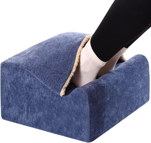Miniatura 7 de Reposapiés para debajo del escritorio en el trabajo, reposapiés ergonómico debajo del escritorio con funda lavable, taburete de espuma viscoelástica