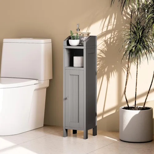 Miniatura 9 de VINGLI Armario esquinero de almacenamiento pequeño, soporte estrecho de almacenamiento de papel higiénico de 7.9 pulgadas con puerta vertical a