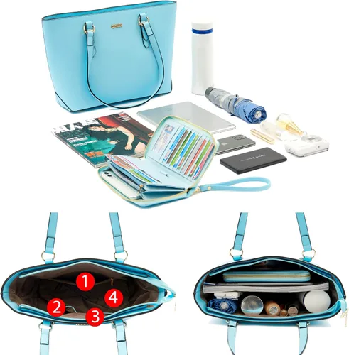 Miniatura 5 de Juego de bolsos y carteras para mujer, bolso de mano para el trabajo, bolso de hombro con asa superior y cartera a juego