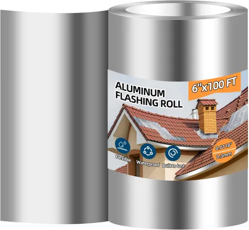 Miniatura 12 de Rollo de Sellado de Aluminio, 6'' x 50' Rollo de Metal para Techos y Jardín, Previene Manchas en Techos, Grosor de 0.019 pulgadas/0.3 mm (26GA) Tira