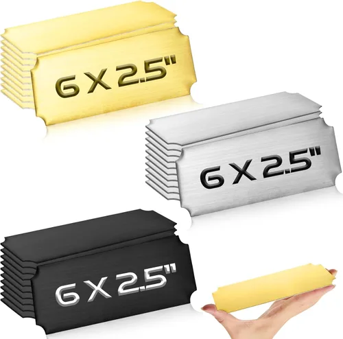 Miniatura 28 de Therwen 30 Piezas Placas de Nombre Grabadas con Láser de Acero Inoxidable Cepillado Placa Personalizada Placa en Blanco Etiqueta de Nombre Negro