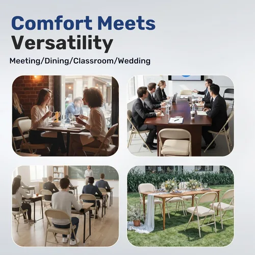 Miniatura 7 de HealSmart Paquete de 2 sillas plegables con asientos acolchados de cuero y marco de metal duradero, cómodas, plegables, portátiles, asiento