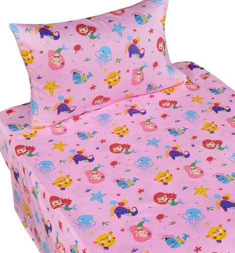 Miniatura 16 de J-pinno Juego de sábanas de 3 piezas para niños con pintura de gato, gatito, flores, pájaros azules adorables, 100% algodón, tamaño individual