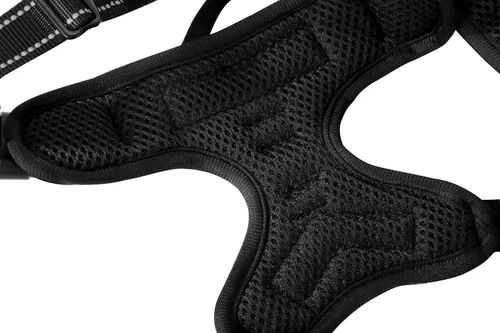 Miniatura 5 de Arnés negro sin tirones para perro con 2 clips para correa, chaleco acolchado suave para perros pequeños, chaleco reflectante ajustable fácil
