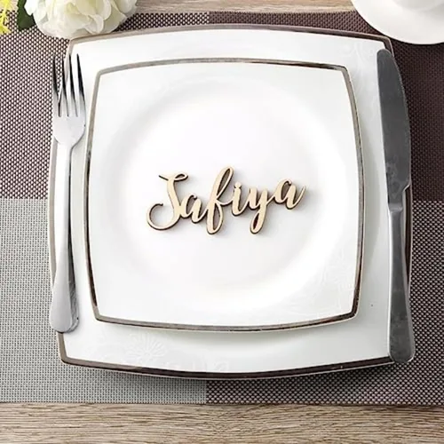 Nombres de madera para bodas con corte láser, nombres de lugar, nombres de invitados, tarjetas de lugar de boda, nombres de madera personalizados,
