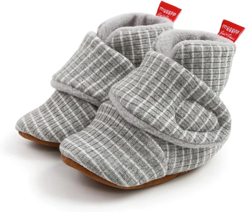 Miniatura 3 de COSANKIM Botines unisex para recién nacido, suela antideslizante, forro polar suave, para niños y niñas, pantuflas de invierno cálidas para cuna