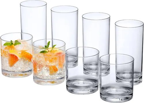 Miniatura 5 de Amazing Abby - Probity - Vasos de plástico de 10 onzas y 16 onzas (juego de 8), vasos de plástico para beber, vasos de plástico reutilizables, sin