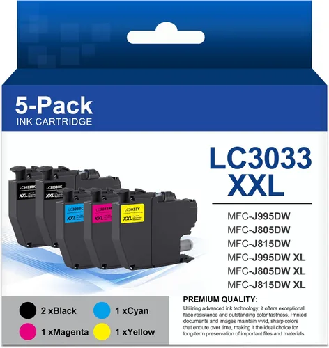 Miniatura 9 de LC3033 BK/C/M/Y - Juego de 4 cartuchos de tinta LC3033XXL compatibles con Brother LC3033XXL, LC3033BK, LC3033C, LC3033M, LC3033Y Juego de cartuchos