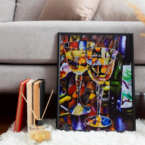 Miniatura 5 de DIAMOND ART BY LEISURE ARTS Kits de pintura de diamantes para adultos de 14 x 16 pulgadas, vino abstracto avanzado, taladro completo, kits de arte