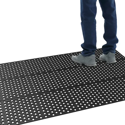 ROVSUN Rubber Floor Mat with Holes, 3x20 FT Hollow Large Mat Roll, Anti-Fatigue/Non-Slip Drainage Mat, for Industrial Kitchen Restaurant Bar