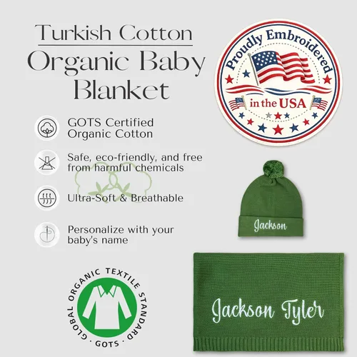 Miniatura 2 de Manta de bebé personalizada, 100% certificado GOTS, manta de envolver personalizada con nombre, mantas de recepción para niños y niñas, regalos Azul