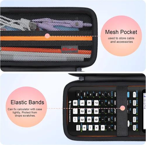 Miniatura 3 de Elonbo Funda de transporte para calculadora gráfica a color Texas Instruments TI-84 Plus CE/TI-84 Plus/TI-83 Plus/TI-83 Plus CE, bolsillo de malla