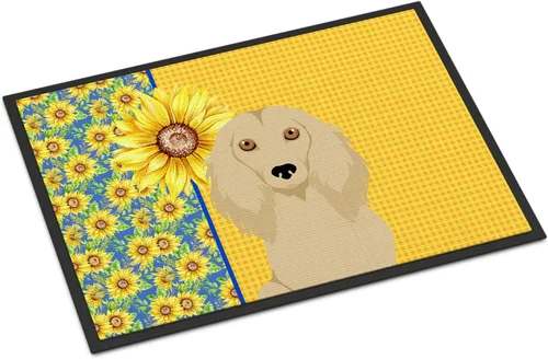 Miniatura 167 de Caroline's Treasures WDK5313MAT Airedale Terrier - Tapete para puerta delantera de 18 x 27 pulgadas, diseño de girasoles de verano, para entrada