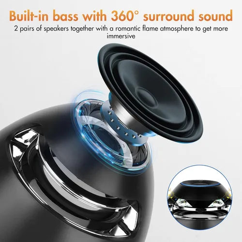 Miniatura 2 de Houkiper Altavoces de llama Bluetooth para exteriores, 1 paquete de altavoces inalámbricos 5.0 para interiores y exteriores con estacas, audio HD