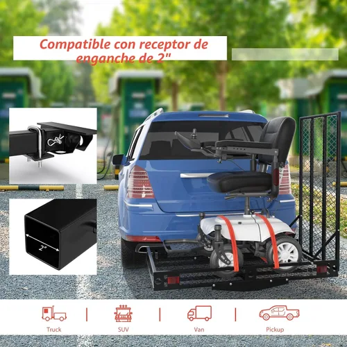 Miniatura 3 de Goplus Transportador de scooter de movilidad, 50 x 29.5 pulgadas plegable para silla de ruedas para automóvil con rampa de 42 pulgadas