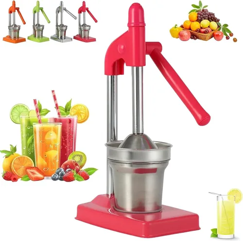 Miniatura 10 de Exprimidor manual de hierro fundido, exprimidor manual efectivo de acero inoxidable, con base de taza antideslizante, palanca de ahorro de esfuerzo