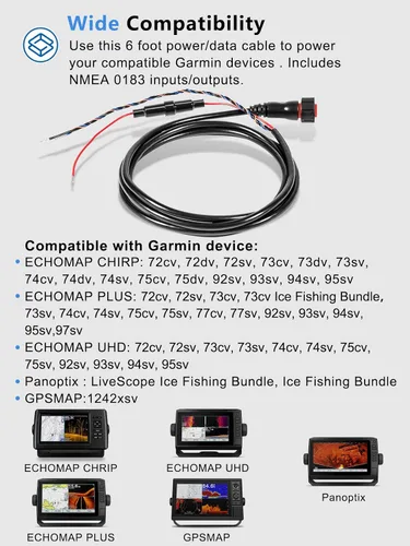 Miniatura 3 de 010-12445-00 Cable de alimentación/datos roscado de 4 pines para Garmin echoMAP Chirp, ECHOMAP Plus UHD, GPSMAP, Panoptix